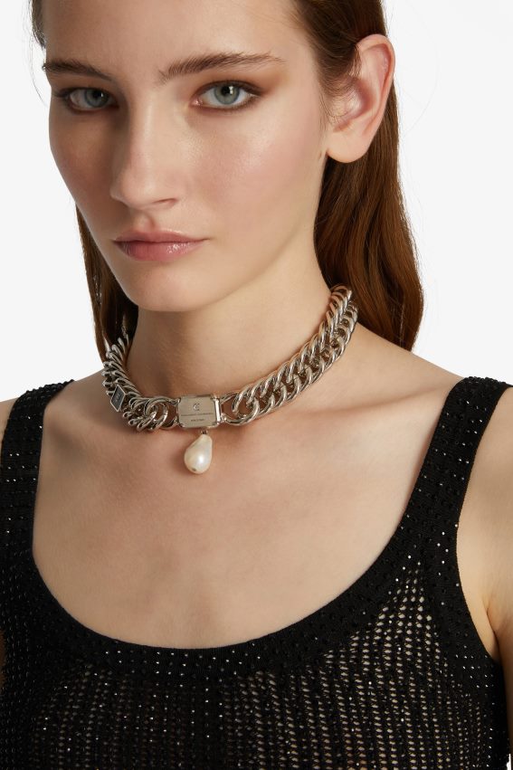 Accessory NZ Ermanno Scervino Women Pearl Chain Necklace Nero 2H2X28180