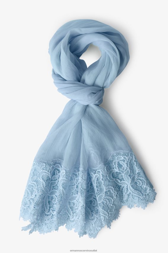 Accessory NZ Ermanno Scervino Women Silk And Lace Stole Light Blue 2H2X28208