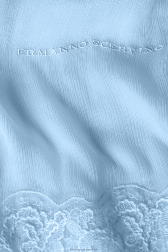 Accessory NZ Ermanno Scervino Women Silk And Lace Stole Light Blue 2H2X28208