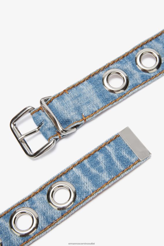 Accessory NZ Ermanno Scervino Women Studded Denim Belt Blue 2H2X28196