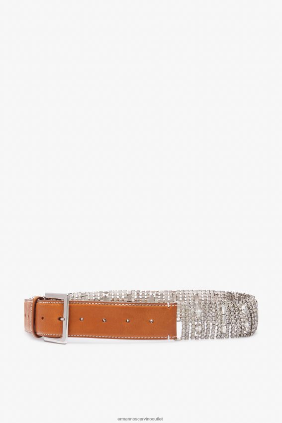 Accessory NZ Ermanno Scervino Women Wide Crystal-Detailed Leather Belt Brown 2H2X28193