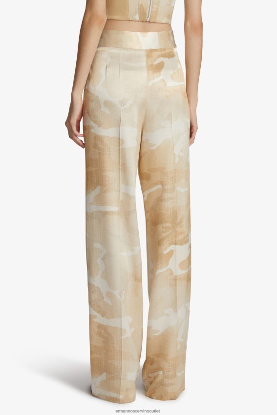 Apparel NZ Ermanno Scervino Women Camouflage Palazzo Trousers Beige 2H2X28101