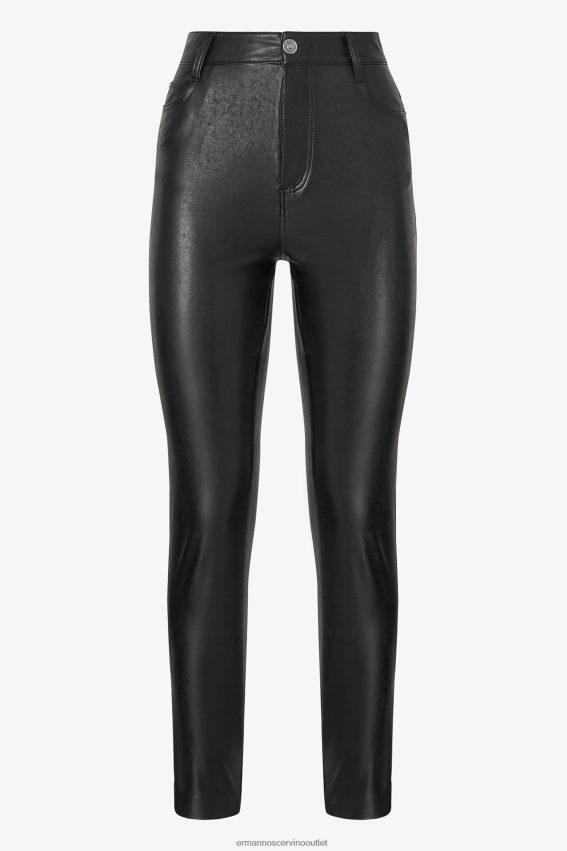 Apparel NZ Ermanno Scervino Women Coated Fabric Slim Trousers Black 2H2X28121