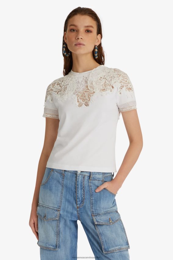 Apparel NZ Ermanno Scervino Women Cotton And Lace T-Shirt White 2H2X2897