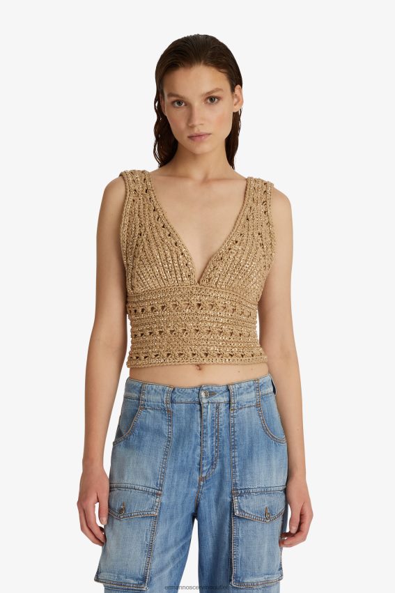 Apparel NZ Ermanno Scervino Women Crystal-Adorned Crop Top Beige 2H2X2892