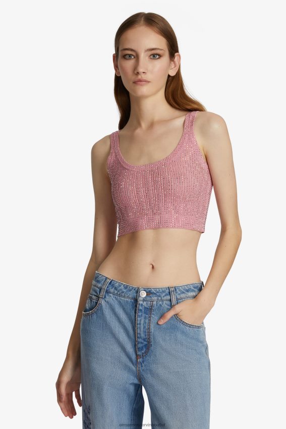 Apparel NZ Ermanno Scervino Women Crystal-Adorned Crop Top Pink 2H2X2870