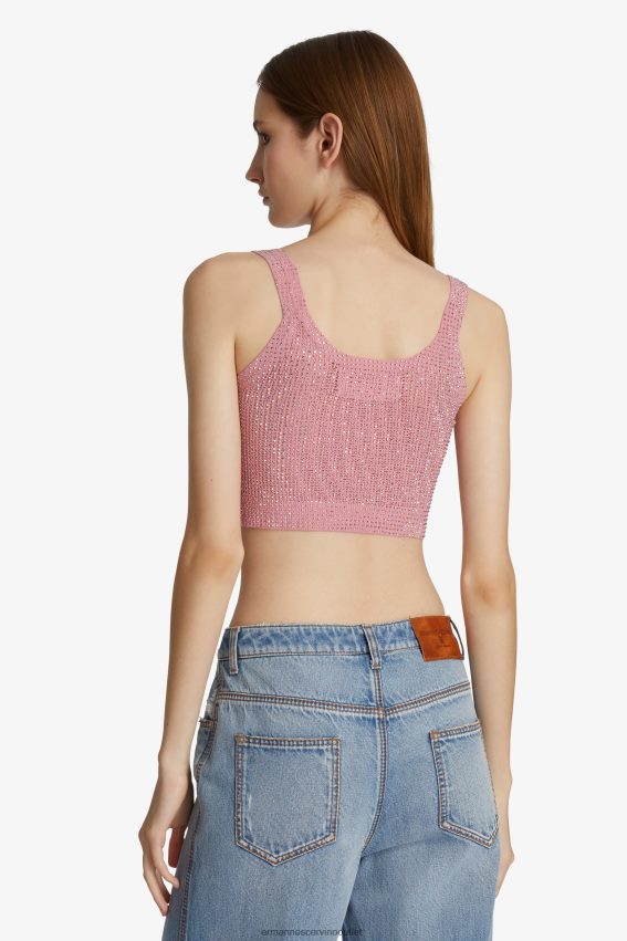 Apparel NZ Ermanno Scervino Women Crystal-Adorned Crop Top Pink 2H2X2870