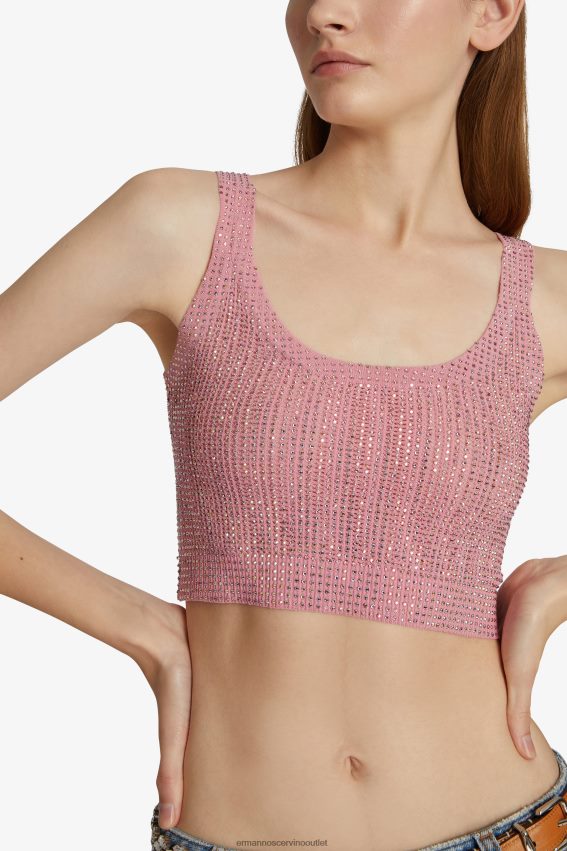 Apparel NZ Ermanno Scervino Women Crystal-Adorned Crop Top Pink 2H2X2870