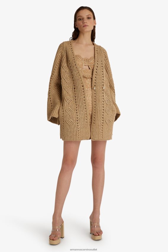 Apparel NZ Ermanno Scervino Women Crystal-Adorned Oversized Cardigan Beige 2H2X2842