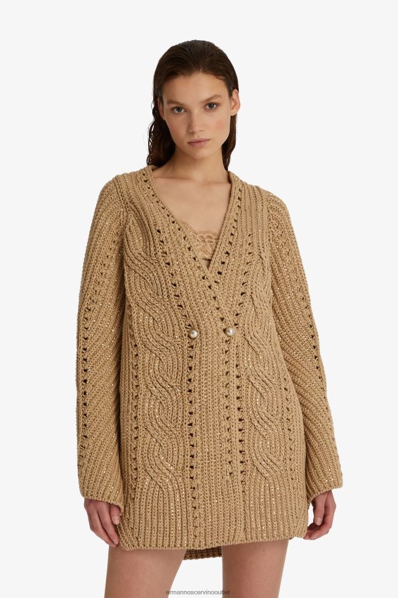 Apparel NZ Ermanno Scervino Women Crystal-Adorned Oversized Cardigan Beige 2H2X2842