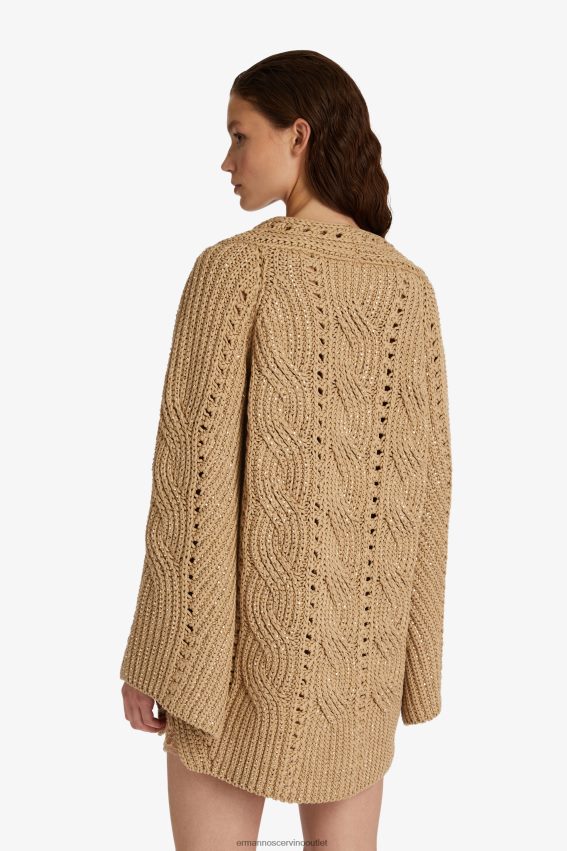 Apparel NZ Ermanno Scervino Women Crystal-Adorned Oversized Cardigan Beige 2H2X2842