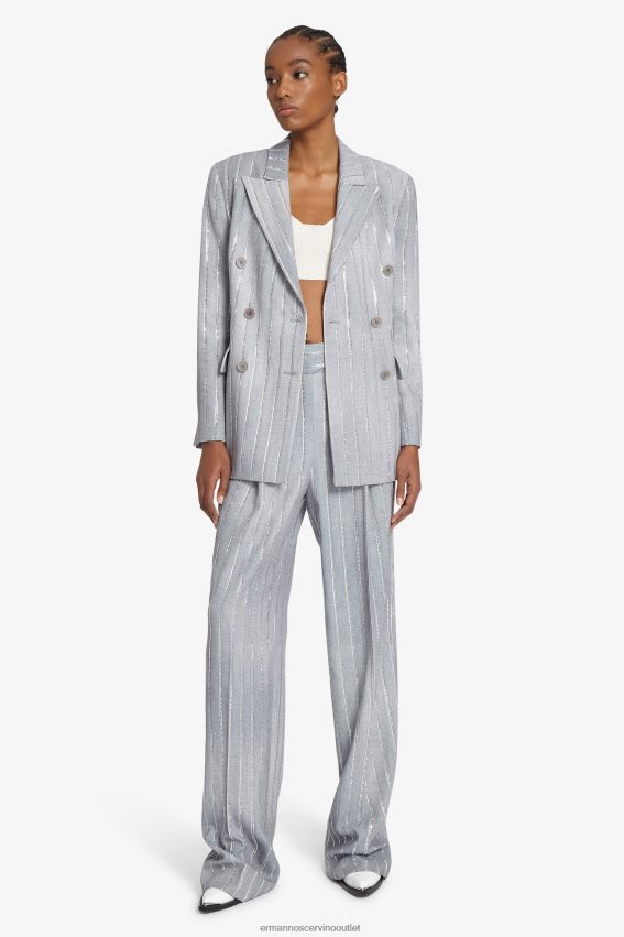 Apparel NZ Ermanno Scervino Women Crystal-Adorned Pinstripe Blazer Grey 2H2X2825