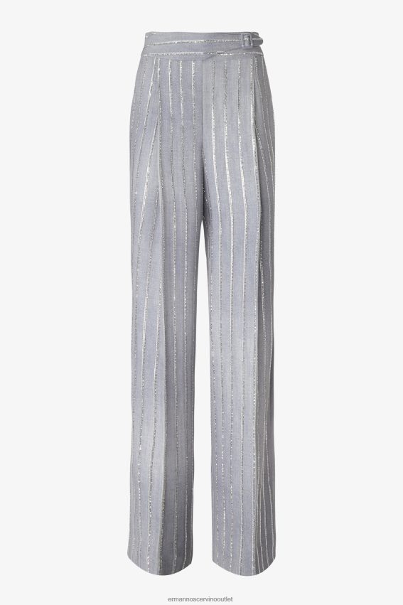 Apparel NZ Ermanno Scervino Women Crystal-Adorned Pinstripe Trousers Grey 2H2X28100