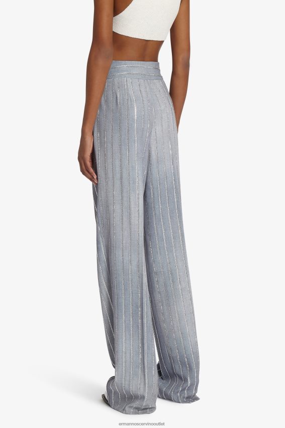 Apparel NZ Ermanno Scervino Women Crystal-Adorned Pinstripe Trousers Grey 2H2X28100