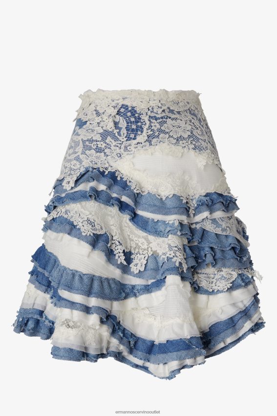 Apparel NZ Ermanno Scervino Women Denim And Lace Skirt Blue 2H2X28131