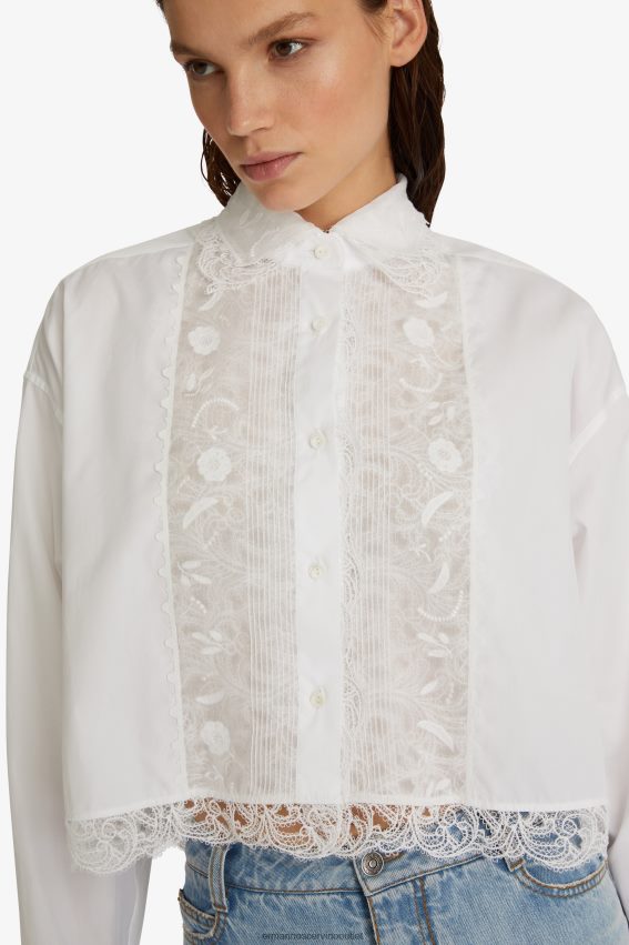 Apparel NZ Ermanno Scervino Women Embroidered Cropped Shirt White 2H2X2888