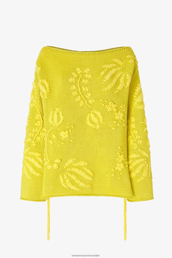 Apparel NZ Ermanno Scervino Women Embroidered Oversized Sweater Yellow 2H2X2848