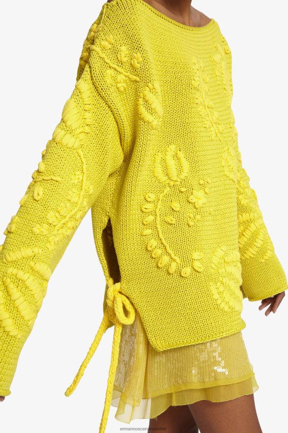 Apparel NZ Ermanno Scervino Women Embroidered Oversized Sweater Yellow 2H2X2848