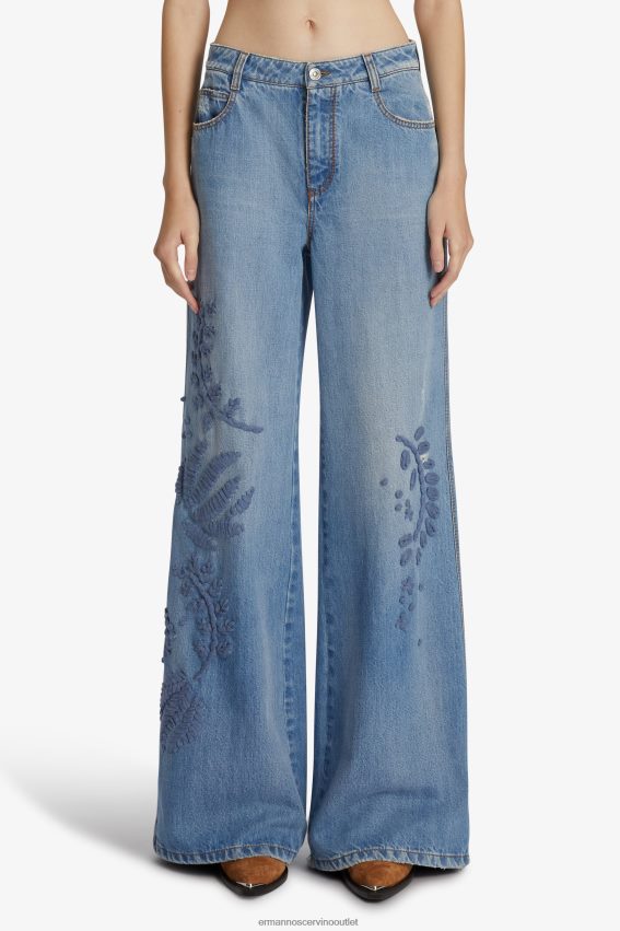 Apparel NZ Ermanno Scervino Women Embroidered Palazzo Jeans Blue 2H2X28108