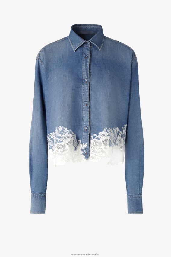 Apparel NZ Ermanno Scervino Women Lace-Adorned Denim Shirt Blue 2H2X2881