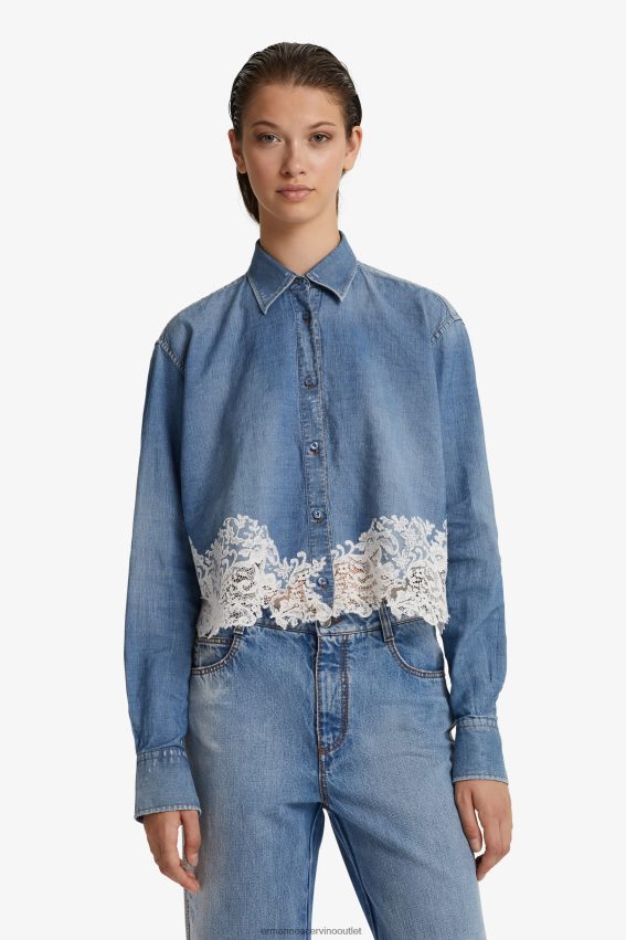 Apparel NZ Ermanno Scervino Women Lace-Adorned Denim Shirt Blue 2H2X2881