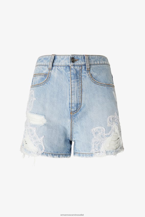 Apparel NZ Ermanno Scervino Women Lace-Adorned Denim Shorts Blue 2H2X28113