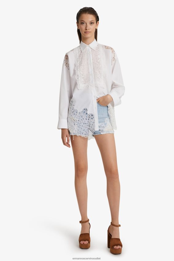 Apparel NZ Ermanno Scervino Women Lace-Adorned Denim Shorts Blue 2H2X28113