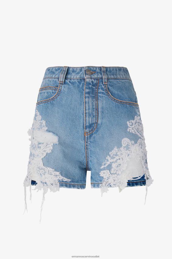 Apparel NZ Ermanno Scervino Women Lace-Adorned Denim Shorts Blue 2H2X28114