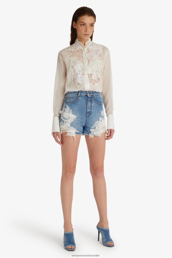 Apparel NZ Ermanno Scervino Women Lace-Adorned Denim Shorts Blue 2H2X28114