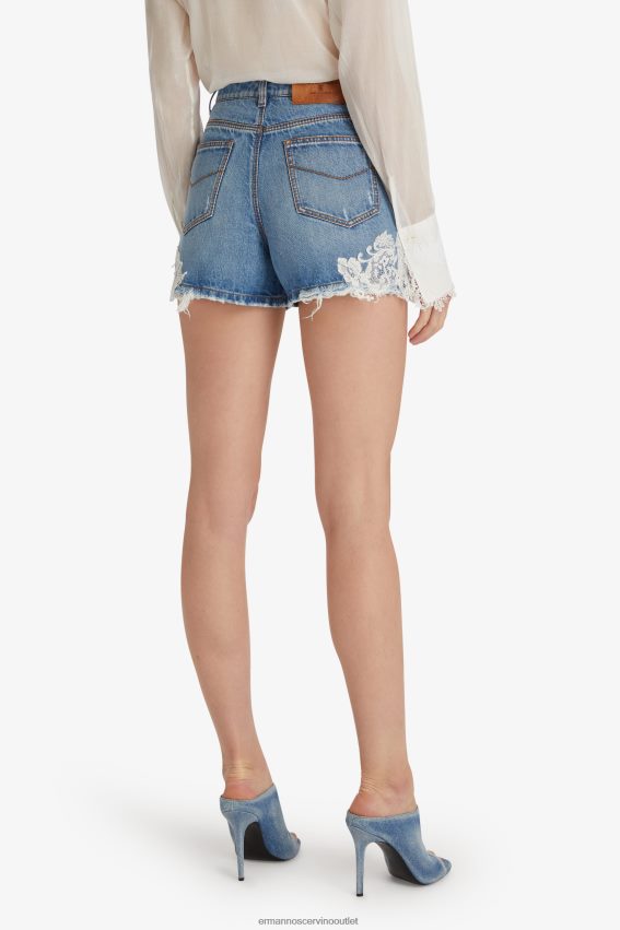 Apparel NZ Ermanno Scervino Women Lace-Adorned Denim Shorts Blue 2H2X28114