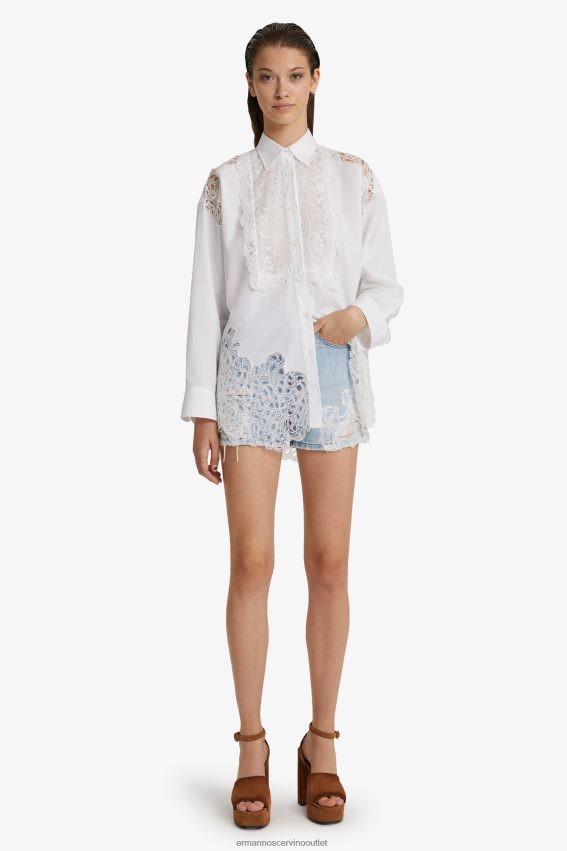 Apparel NZ Ermanno Scervino Women Lace-Adorned Oversized Shirt White 2H2X2886