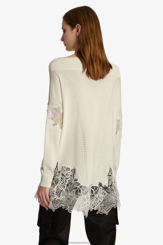 Apparel NZ Ermanno Scervino Women Lace-Adorned Oversized Sweater White 2H2X2862