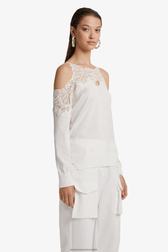 Apparel NZ Ermanno Scervino Women Lace-Adorned Sweater White 2H2X2864