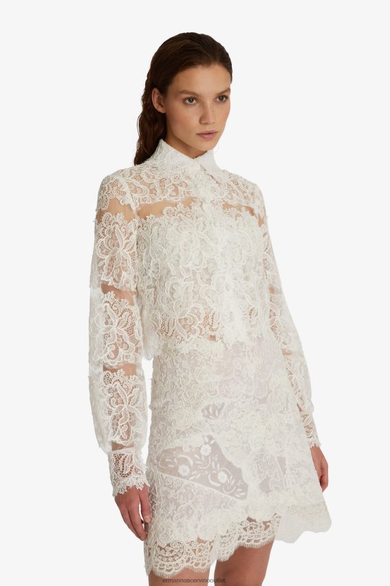 Apparel NZ Ermanno Scervino Women Lace Cropped Shirt White 2H2X2889