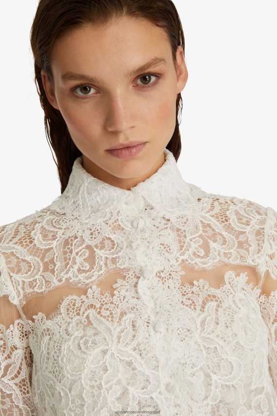 Apparel NZ Ermanno Scervino Women Lace Cropped Shirt White 2H2X2889