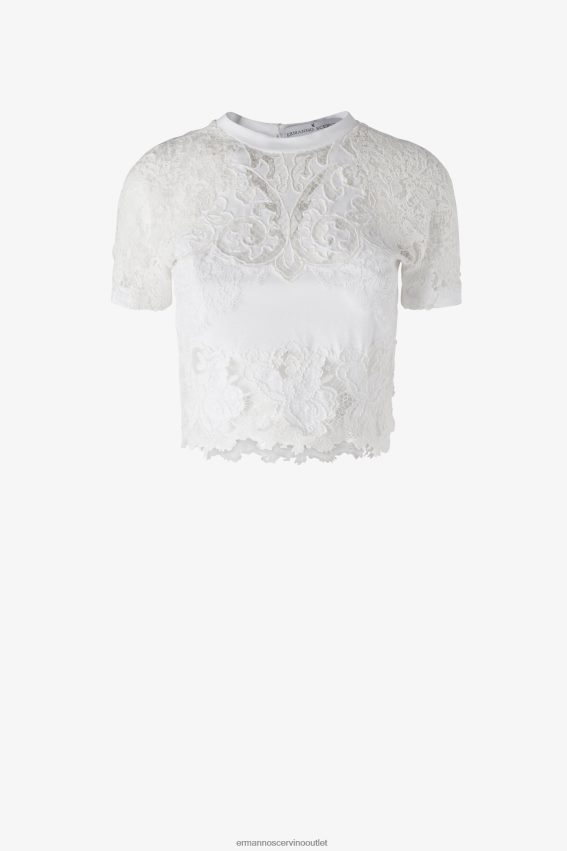 Apparel NZ Ermanno Scervino Women Lace Cropped T-Shirt White 2H2X2896