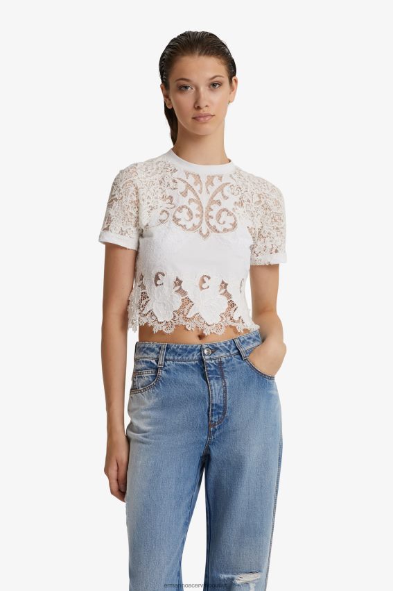 Apparel NZ Ermanno Scervino Women Lace Cropped T-Shirt White 2H2X2896