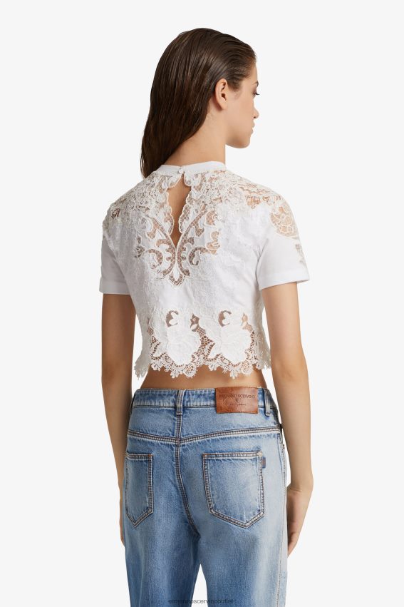 Apparel NZ Ermanno Scervino Women Lace Cropped T-Shirt White 2H2X2896