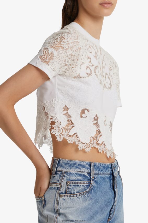 Apparel NZ Ermanno Scervino Women Lace Cropped T-Shirt White 2H2X2896