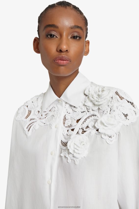 Apparel NZ Ermanno Scervino Women Lace-Detailed Cropped Shirt White 2H2X2879