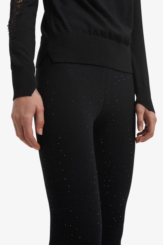 Apparel NZ Ermanno Scervino Women Micro Crystal-Adorned Leggings Black 2H2X28122