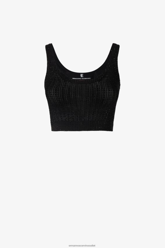 Apparel NZ Ermanno Scervino Women Micro-Crystal Crop Top Black 2H2X2869