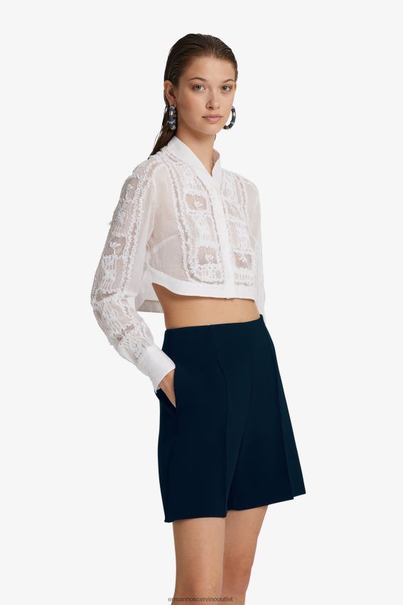 Apparel NZ Ermanno Scervino Women Muslin And Lace Cropped Shirt White 2H2X2884