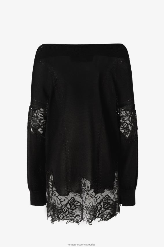 Apparel NZ Ermanno Scervino Women Openwork And Lace Sweater Black 2H2X2867