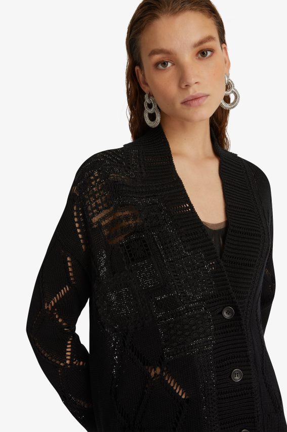 Apparel NZ Ermanno Scervino Women Openwork-Knit Cardigan Black 2H2X2854