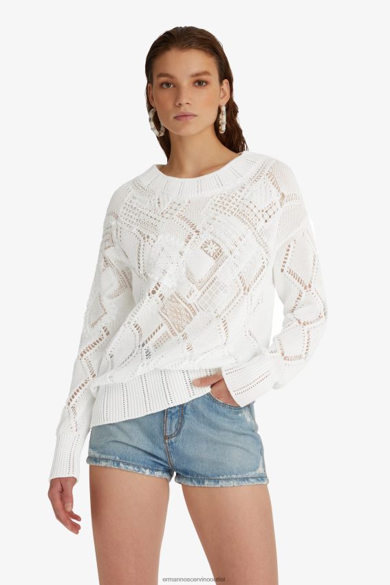 Apparel NZ Ermanno Scervino Women Oversized Open-Knit Sweater White 2H2X2853