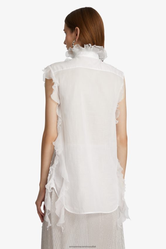 Apparel NZ Ermanno Scervino Women Sleeveless Shirt With Ruches White 2H2X2878