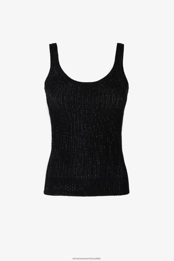 Apparel NZ Ermanno Scervino Women Stretch Vest Top With Crystals Black 2H2X2872