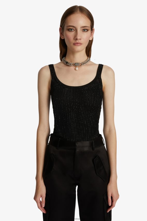 Apparel NZ Ermanno Scervino Women Stretch Vest Top With Crystals Black 2H2X2872