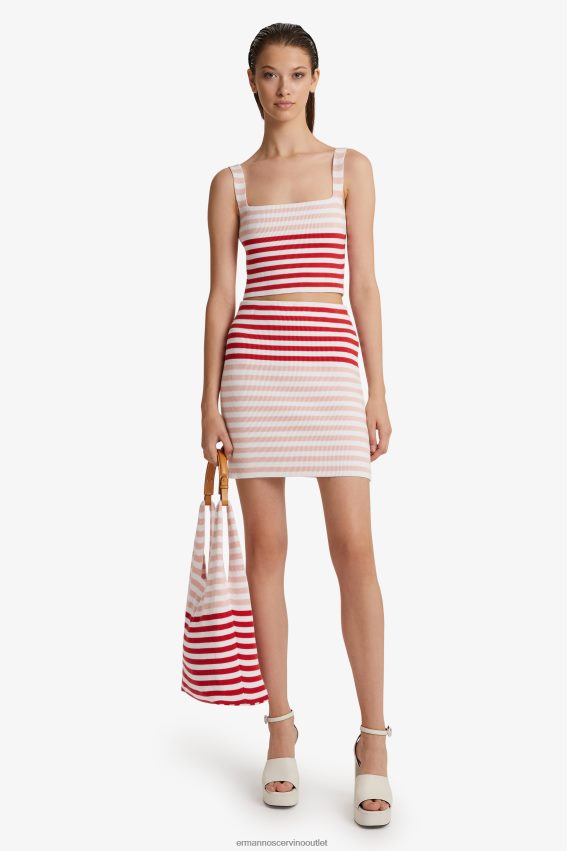 Apparel NZ Ermanno Scervino Women Striped Mini Skirt Red 2H2X28133